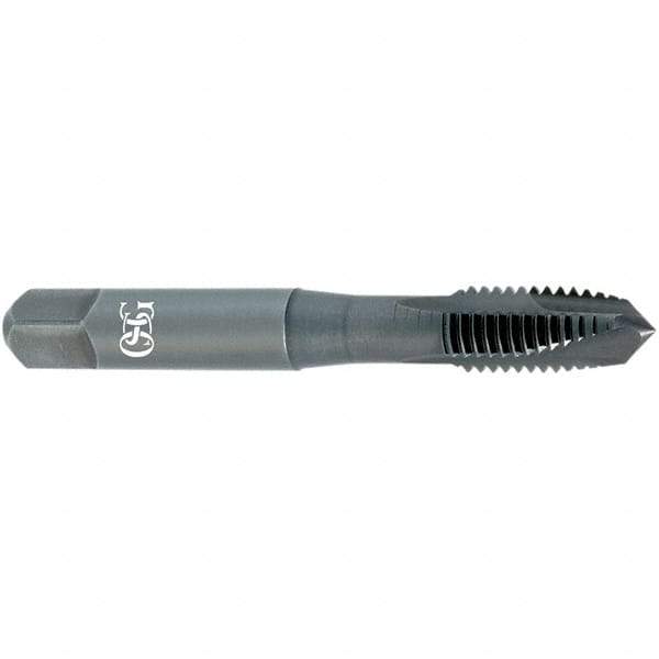 OSG - #8-32 UNC, 3 Flute, Oxide Finish, Vanadium High Speed Steel Spiral Point Tap - Plug Chamfer, Right Hand Thread, 2-1/8" OAL, 3/4" Thread Length, 0.168" Shank Diam, 2B Class of Fit, Series 300 - Exact Tool & Supply