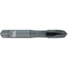 OSG - #6-32 UNC, 2 Flute, TiCN Finish, Vanadium High Speed Steel Spiral Point Tap - Plug Chamfer, Right Hand Thread, 2" OAL, 11/16" Thread Length, 0.141" Shank Diam, 2B Class of Fit, Series 300 - Exact Tool & Supply