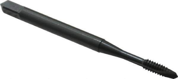 OSG - #4-40 UNC, 2 Flute, Oxide Finish, Vanadium High Speed Steel Spiral Point Tap - Plug Chamfer, Right Hand Thread, 1-7/8" OAL, 9/16" Thread Length, 0.141" Shank Diam, Series 300 - Exact Tool & Supply