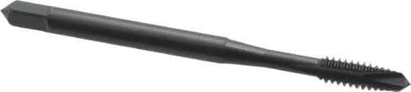 OSG - #6-32 UNC, 2 Flute, Oxide Finish, Vanadium High Speed Steel Spiral Point Tap - Plug Chamfer, Right Hand Thread, 2" OAL, 11/16" Thread Length, 0.141" Shank Diam, 2B Class of Fit, Series 300 - Exact Tool & Supply