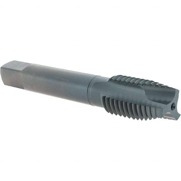 OSG - 3/4-10 UNC, 3 Flute, Oxide Finish, Vanadium High Speed Steel Spiral Point Tap - Plug Chamfer, Right Hand Thread, 4-1/4" OAL, 2" Thread Length, 0.59" Shank Diam, Series 300 - Exact Tool & Supply