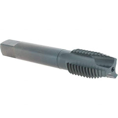 OSG - 3/4-10 UNC, 3 Flute, Oxide Finish, Vanadium High Speed Steel Spiral Point Tap - Plug Chamfer, Right Hand Thread, 4-1/4" OAL, 2" Thread Length, 0.59" Shank Diam, Series 300 - Exact Tool & Supply