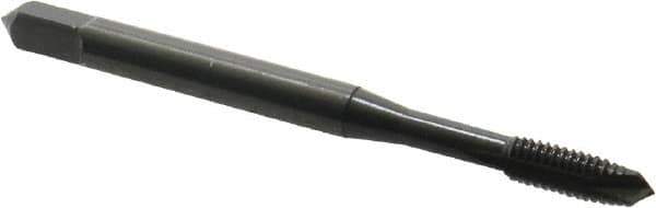 OSG - #6-32 UNC, H3, 3 Flutes, Plug Chamfer, Oxide Finish, Vanadium High Speed Steel Spiral Point STI Tap - 2" OAL, 0.141" Shank Diam, 11/16" Thread Length, 0.11" Square Size, Series 301 - Exact Tool & Supply
