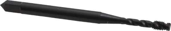OSG - #2-56 UNC, 2 Flute, 45° Helix, Bottoming Chamfer, Oxide Finish, Vanadium High Speed Steel Spiral Flute STI Tap - Right Hand Flute, 1-3/4" OAL, 0.141" Shank Diam, 7/16" Thread Length, Series 302 - Exact Tool & Supply
