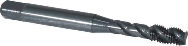 OSG - #10-32 UNF, 3 Flute, 45° Helix, Modified Bottoming Chamfer, Oxide Finish, Vanadium High Speed Steel Spiral Flute STI Tap - Right Hand Flute, 2-3/8" OAL, 0.194" Shank Diam, 7/8" Thread Length, Series 302 - Exact Tool & Supply