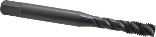 OSG - #10-32 UNF, 3 Flute, 45° Helix, Modified Bottoming Chamfer, Oxide Finish, Vanadium High Speed Steel Spiral Flute STI Tap - Right Hand Flute, 2-3/8" OAL, 0.194" Shank Diam, 7/8" Thread Length, Series 302 - Exact Tool & Supply