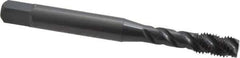 OSG - #10-32 UNF, 3 Flute, 45° Helix, Modified Bottoming Chamfer, Oxide Finish, Vanadium High Speed Steel Spiral Flute STI Tap - Right Hand Flute, 2-3/8" OAL, 0.194" Shank Diam, 7/8" Thread Length, Series 302 - Exact Tool & Supply
