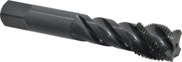 OSG - 7/8-14 UNF 4 Flute 3B Modified Bottoming Spiral Flute Tap - Vanadium High Speed Steel, Oxide Finish, 4-11/16" OAL, Right Hand Flute, Right Hand Thread, H4, Series 303 - Exact Tool & Supply