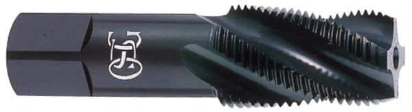 OSG - 1/2-14 NPTF Thread, 4 Flute Standard Pipe Tap - 3-1/8" OAL, 1-3/8" Thread Length, 11/16" Shank Diam, TiN Finish, Vanadium High Speed Steel - Exact Tool & Supply