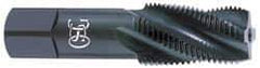 OSG - 3/4-14 NPT, 15° Helix, 4 Flutes, Modified Bottoming Chamfer, TiN Finish, High Speed Steel, Spiral Flute Pipe Tap - 29/32" Shank Diam, 1-3/8" Thread Length, 0.679" Square Size, Series 308 - Exact Tool & Supply
