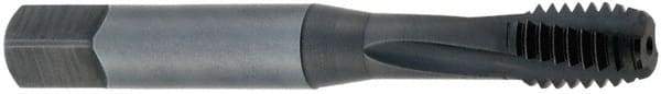 OSG - M8x1.25 Metric Coarse 3 Flute 6H Modified Bottoming Spiral Flute Tap - Powdered Metal, TiCN Finish, 2-23/32" OAL, Right Hand Flute, Right Hand Thread, D5 - Exact Tool & Supply
