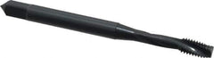 OSG - #6-32 UNC, 3 Flute, 15° Helix, Modified Bottoming Chamfer, Oxide Finish, Powdered Metal Spiral Flute STI Tap - Right Hand Flute, 2" OAL, 0.141" Shank Diam, 11/16" Thread Length, Series 315 - Exact Tool & Supply