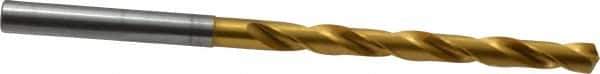 OSG - 15/64" 130° Cobalt Jobber Drill - TiN Finish, Right Hand Cut, Spiral Flute, Straight Shank, 4-7/16" OAL, Standard Point - Exact Tool & Supply