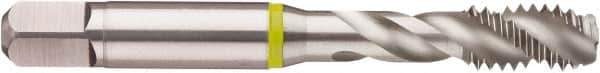 Guhring - M12x1.75 Metric Coarse 3 Flute 6H Modified Bottoming Spiral Flute Tap - Cobalt, Bright Finish, 3.381" OAL, Right Hand Flute, Right Hand Thread, Series 3903 - Exact Tool & Supply
