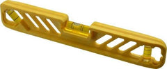 Empire Level - Magnetic 9" Long 3 Vial Torpedo Level - Polycast, Yellow, 1 45°, 1 Level & 1 Plumb Vials - Exact Tool & Supply