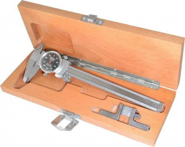 Fowler - 0" to 6" Range, 0.001" Graduation, 0.1" per Revolution, Dial Caliper - Black Face, 1.54" Jaw Length - Exact Tool & Supply