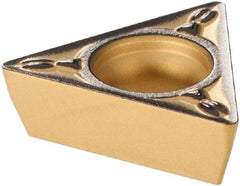 Sumitomo - TPMT221 ESU Grade AC630M Carbide Turning Insert - Al2O3 Finish, 60° Triangle, 1/4" Inscr Circle, 1/8" Thick, 1/64" Corner Radius - Exact Tool & Supply