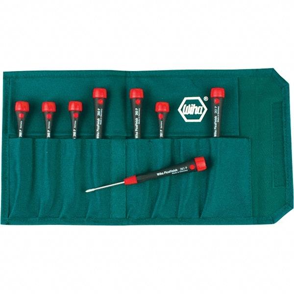 Wiha - 8 Piece Slotted & Phillips Screwdriver Set - Comes in Canvas Pouch - Exact Tool & Supply