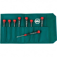 Wiha - 8 Piece Slotted & Phillips Screwdriver Set - Comes in Canvas Pouch - Exact Tool & Supply