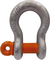 CM - 5/16" Nominal Chain Size, 0.75 Ton Carbon Steel Screw Anchor Shackle - 15/32" Diam, 3/8" Pin Diam, 17/32" Wide Inside Jaw, 25/32" Inside Width - Exact Tool & Supply