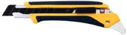 Olfa - Snap Utility Knife - 3.94" High Carbon Tool Steel Blade, Yellow & Black Elastomer & Fiber Reinforced Polymer Handle, 1 Blade Included - Exact Tool & Supply
