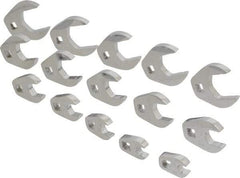 Proto - 15 Piece 3/8" Drive Open End Crowfoot Wrench Set - 3/8 to 1-1/4", with Clip Rail - Exact Tool & Supply