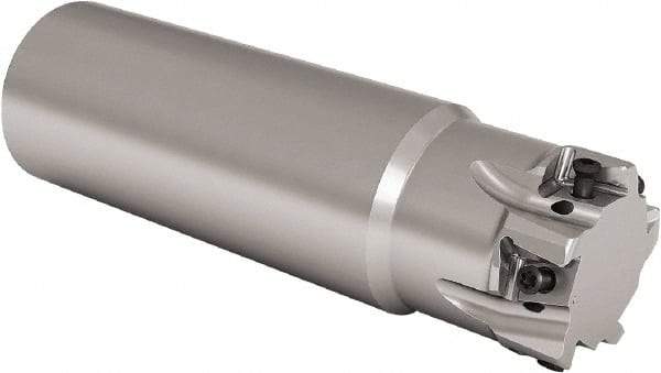 Seco - 25mm Cut Diam, 8mm Max Depth of Cut, 25mm Shank Diam, 180mm OAL, Indexable Square Shoulder End Mill - LOEX Inserts, Cylindrical Shank, 90° Lead Angle, Through Coolant, Series Square T4-08 - Exact Tool & Supply