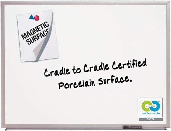 Quartet - 36" High x 48" Wide Porcelain on Steel Magnetic Marker Board - Anodized Aluminum, 40-1/4" Deep, Includes Full-length Accessory Tray, Dry-Erase Markers & Easy Mount Mounting Kit - Exact Tool & Supply