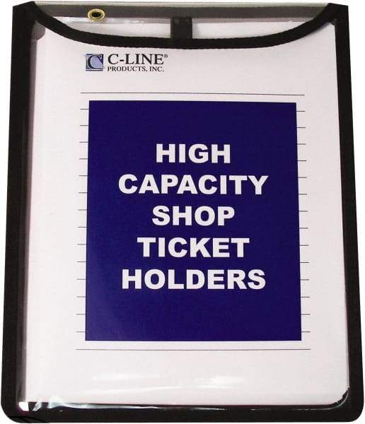 C-LINE - 15 Piece Clear High Capacity with Gussett Stitched Shop Ticket Holder - 12" High x 9" Wide - Exact Tool & Supply