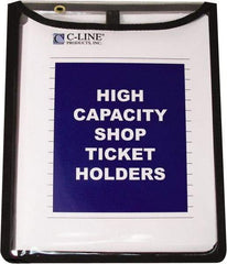 C-LINE - 15 Piece Clear High Capacity with Gussett Stitched Shop Ticket Holder - 12" High x 9" Wide - Exact Tool & Supply