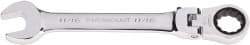 Paramount - 11/16" 12 Point Flexhead Combination Wrench - 15° Head Angle, 7-1/2" OAL, Chrome Vanadium Steel, Polished Finish - Exact Tool & Supply