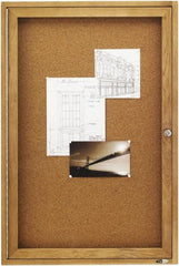 Quartet - 24" Wide x 36" High Enclosed Cork Bulletin Board - Natural (Color) - Exact Tool & Supply