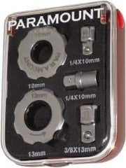 Paramount - 5 Piece, 10mm to 13mm, Finger Ratcheting Wrench Set - Metric Measurement Standard, Full Polish Finish, Comes in Plastic Box - Exact Tool & Supply