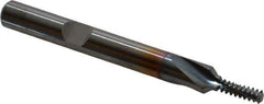 Emuge - #10-24 UNC, 0.136" Cutting Diam, 3 Flute, Solid Carbide Helical Flute Thread Mill - Internal Thread, 0.395" LOC, 2-1/2" OAL, 1/4" Shank Diam - Exact Tool & Supply