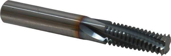 Emuge - 5/8-11 UNC, 0.496" Cutting Diam, 4 Flute, Solid Carbide Helical Flute Thread Mill - Internal Thread, 1.316" LOC, 3-3/4" OAL, 1/2" Shank Diam - Exact Tool & Supply