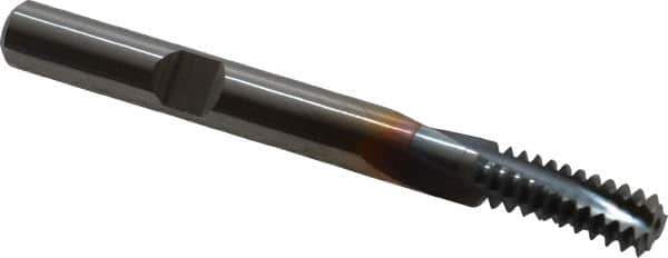 Emuge - 5/16-18 UNC, 0.242" Cutting Diam, 3 Flute, Solid Carbide Helical Flute Thread Mill - Internal Thread, 0.637" LOC, 2-1/2" OAL, 1/4" Shank Diam - Exact Tool & Supply