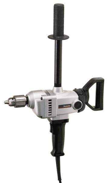 Makita - 1/2" Keyed Chuck, 500 RPM, Spade Handle Electric Drill - 9 Amps, 115 Volts, Reversible, Includes Chuck Key, Drill Chuck, Top Handle - Exact Tool & Supply