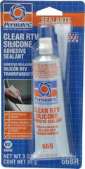 Permatex - 3 oz Tube Clear RTV Silicone Joint Sealant - -75 to 400°F Operating Temp, 24 hr Full Cure Time - Exact Tool & Supply