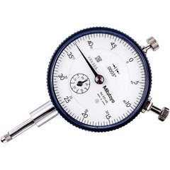 Mitutoyo - 1/2" Range, 0-50 Dial Reading, 0.0005" Graduation Dial Drop Indicator - 57mm Dial, 0.05" Range per Revolution, 0.0005" Accuracy, Revolution Counter - Exact Tool & Supply