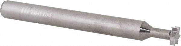 Made in USA - 1/4" Diam x 1/16" Face Width, Solid Carbide, 6 Teeth, Shank Connection Woodruff Keyseat Cutter - Uncoated, 2-1/2" Overall Length x 1/4" Shank Diam, Straight Teeth - Exact Tool & Supply