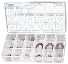 Precision Brand - 150 Piece, Steel Arbor Shim - 5/8 to 1-1/2 Inch Outside Diameter - Exact Tool & Supply