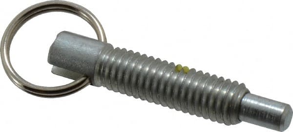 Gibraltar - 3/8-16, 1.2" Thread Length, 0.233" Plunger Diam, 3/8" Plunger Projection, 2 Lb Init to 4 Lb Final End Force, Steel Locking Pull Ring Plunger - Exact Tool & Supply