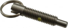 Gibraltar - 3/8-16, 1.2" Thread Length, 0.233" Plunger Diam, 3/8" Plunger Projection, 2 Lb Init to 4 Lb Final End Force, Stainless Steel Locking Pull Ring Plunger - Exact Tool & Supply