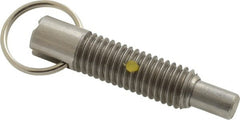 Gibraltar - 1/2-13, 1.4" Thread Length, 5/16" Plunger Diam, 1/2" Plunger Projection, 2.5 Lb Init to 5 Lb Final End Force, Stainless Steel Locking Pull Ring Plunger - Exact Tool & Supply