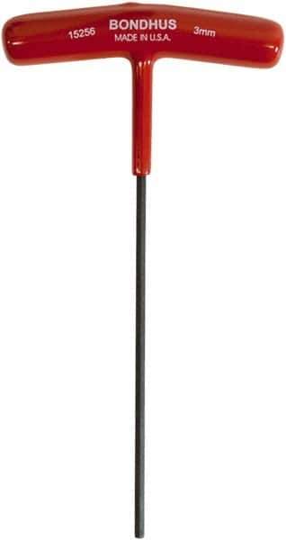 Bondhus - 3mm Hex, T-Handle Cushion Grip, Hex Key - 152mm OAL, Metric System of Measurement - Exact Tool & Supply