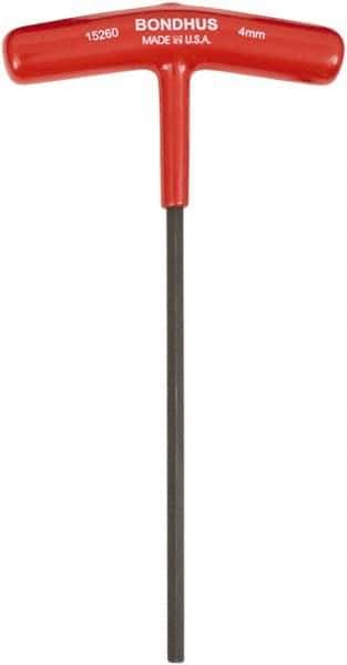 Bondhus - 4mm Hex, T-Handle Cushion Grip, Hex Key - 152mm OAL, Metric System of Measurement - Exact Tool & Supply