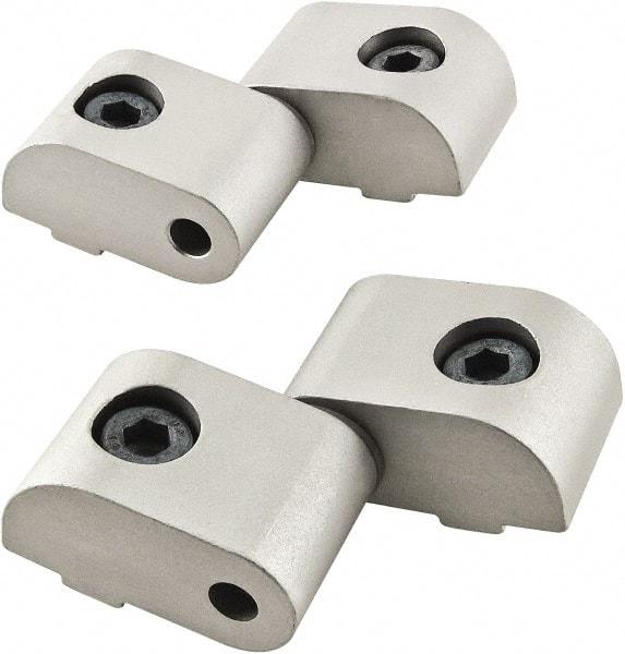 80/20 Inc. - 1-1/2" Long x 1-9/64" Wide x 26mm Thick, Left Lift Off Hinge Long Pin Top Short Pin Bottom - Aluminum, Clear Anodized Finish - Exact Tool & Supply