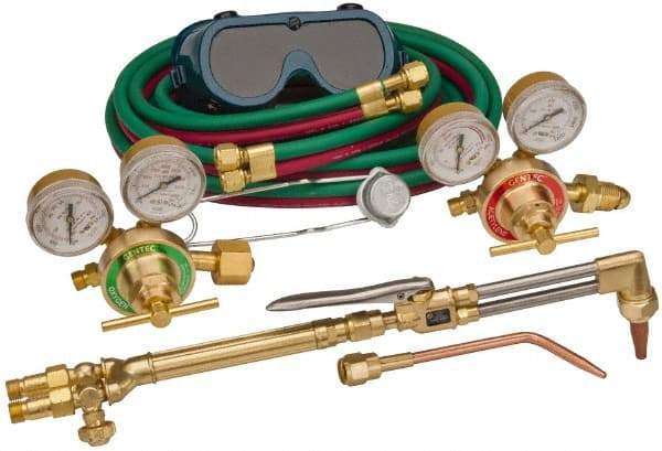 Value Collection - 1/2 Inch Cutting Capacity, 1/4 Inch Welding Capacity, Oxygen and Acetylene Torch Kit - Welding Outfit - Exact Tool & Supply