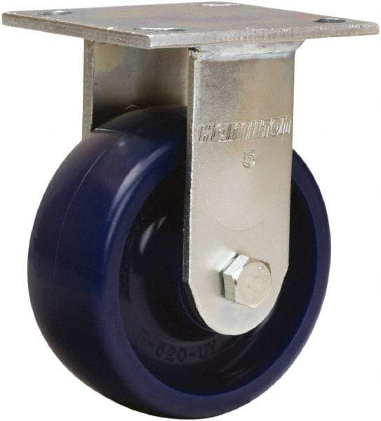 Hamilton - 5" Diam x 2" Wide x 6-1/2" OAH Top Plate Mount Rigid Caster - Polyurethane, 900 Lb Capacity, Sealed Precision Ball Bearing, 4 x 4-1/2" Plate - Exact Tool & Supply