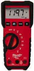 Milwaukee Tool - 2216-20, CAT III, 600 VAC/VDC, Digital True RMS Auto Ranging Multimeter - 40 mOhm, Measures Voltage, Capacitance, Current, Frequency, Resistance - Exact Tool & Supply